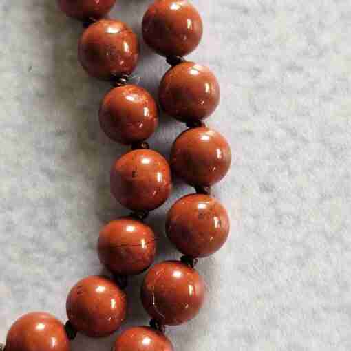 Hämatit-Jaspis (rot) -Tigeraugen-Mala (2) mit ovalem Tigereisen-Anhänger – Bild 20