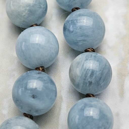 Flint (Feuerstein) -Aquamarin-Mala mit Flint-Donut – Bild 21