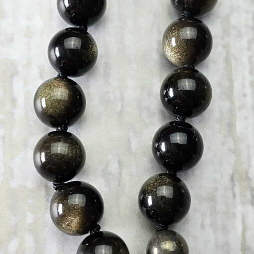 Obsidian („Goldobsidian“) -Pyrit-Mala (1) mit „Goldobsidian“-Anhänger und Armband – Bild 21