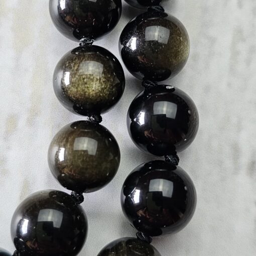 Obsidian („Goldobsidian“) -Pyrit-Mala (1) mit „Goldobsidian“-Anhänger und Armband – Bild 23