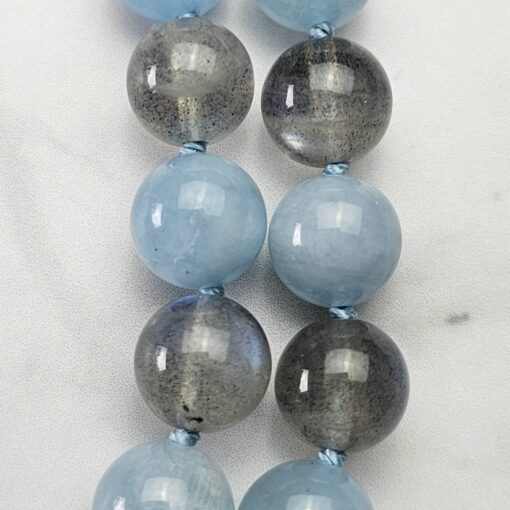 Aquamarin-Labradorit-Mala mit Aquamarin-Donut – Bild 20