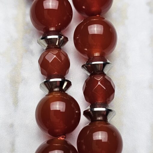 Rote Onyx/Achat-Mala mit Edelstahlanhänger und zwei Armbändern – Bild 19