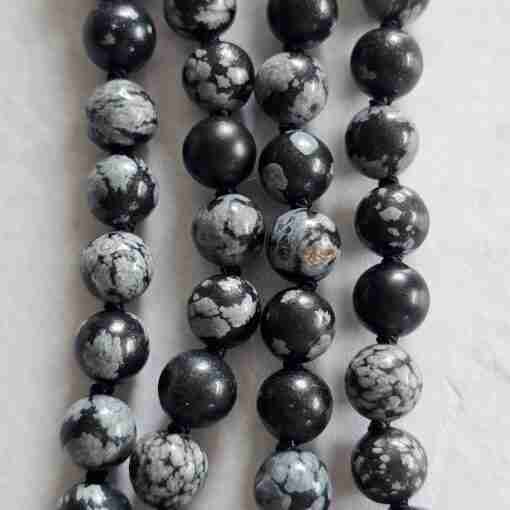 Obsidian („Schneeflocken-Obsidian“) -Mala mit „Schneeflocken-Obsidian“-Donut – Bild 2