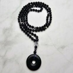 Blaufluss-Mala, facettiert, mit Blaufluss-Donut