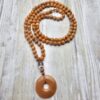 Calcit (orangefarben) -Kupfer-Mala mit orangefarbenem Aventurinquarz-Donut