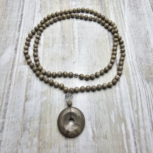 Flint (Feuerstein) -Mala (1) mit Flint-Donut und Armband – Bild 3