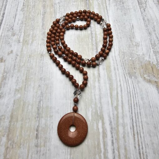Goldfluss-Bergkristall (facettiert) -Mala (2) mit Goldfluss-Donut