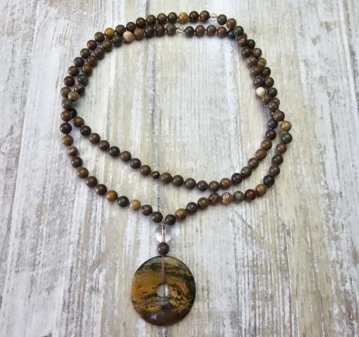 Jaspis ( „Regenbogen-Jaspis“) -Mala mit buntem Jaspis-Donut und Armband – Bild 3