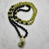 Lizardit (Serpentin) -Obsidian (matt) -Mala (2) mit Lizardit-Anhänger