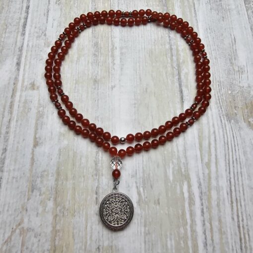 Rote Onyx/Achat-Mala mit Edelstahlanhänger und zwei Armbändern – Bild 3