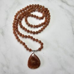 Sonnenstein-Mala (2) mit Sonnenstein-Anhänger (mittelgroßer Tropfen)