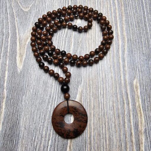 Obsidian („Mahagoni-Obsidian“) -Mala (1) mit „Mahagoni-Obsidian“-Donut