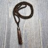 Obsidian („Mahagoni-Obsidian“) -Mala, matt, mit Seidenquaste