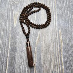 Obsidian („Mahagoni-Obsidian“) -Mala, matt, mit Seidenquaste