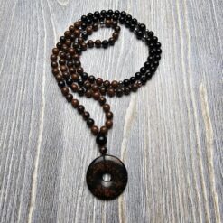 Obsidian („Mahagoni-Obsidian“) -Obsidian-Mala mit „Mahagoni-Obsidian“-Donut