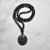 Obsidian („Schneeflocken-Obsidian“) -Mala (1) mit „Schneeflocken-  Obsidian“-Anhänger