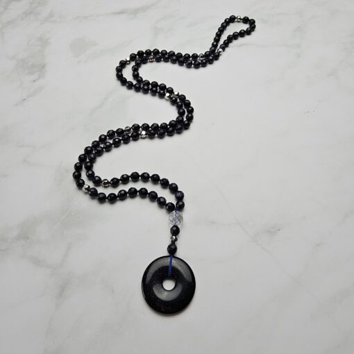 Blaufluss-Mala, facettiert, mit Blaufluss-Donut – Bild 4