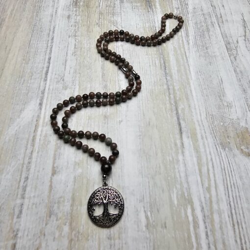 Granat („Kashgar-Granat“) -Mala mit Edelstahlanhänger – Bild 4