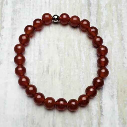 Rote Onyx/Achat-Mala mit Edelstahlanhänger und zwei Armbändern – Bild 4