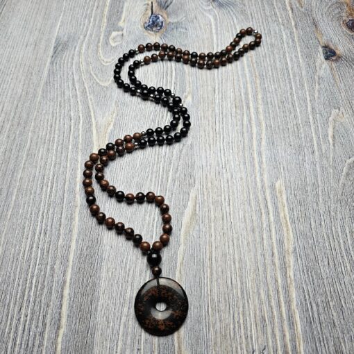 Obsidian („Mahagoni-Obsidian“) -Obsidian-Mala mit „Mahagoni-Obsidian“-Donut – Bild 4