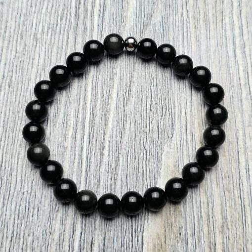 Obsidian („Regenbogen-Obsidian“) -Mala (2) mit „Regenbogen-Obsidian“-Anhänger und Armband – Bild 4