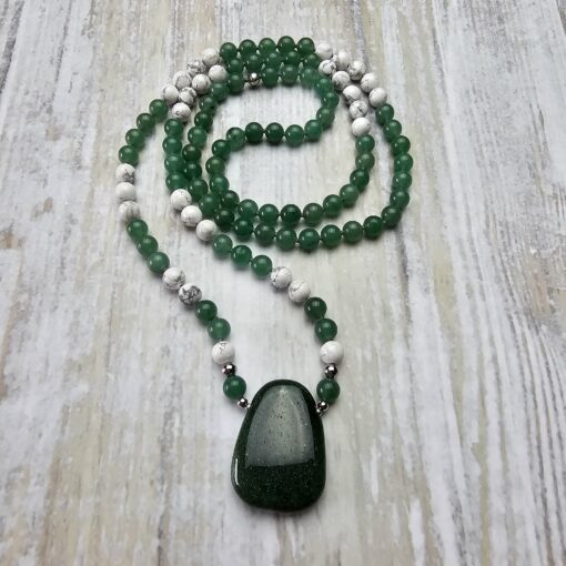 Aventurinquarz (grün) -Magnesit-Mala mit grünem Aventurinquarz-Anhänger und Armband – Bild 5