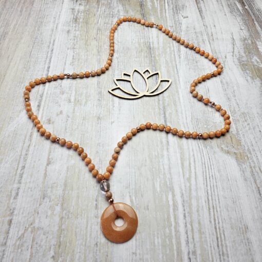 Calcit (orangefarben) -Kupfer-Mala mit orangefarbenem Aventurinquarz-Donut – Bild 5