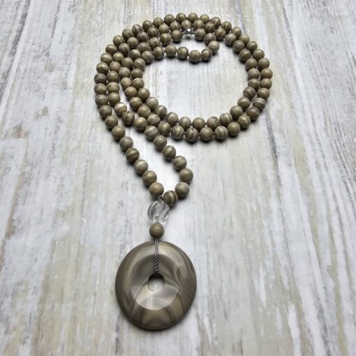 Flint (Feuerstein) -Mala (1) mit Flint-Donut und Armband – Bild 5