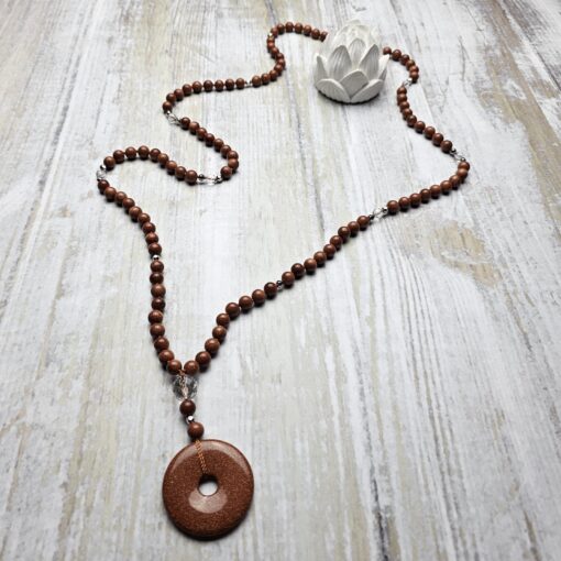 Goldfluss-Bergkristall (facettiert) -Mala (2) mit Goldfluss-Donut – Bild 5
