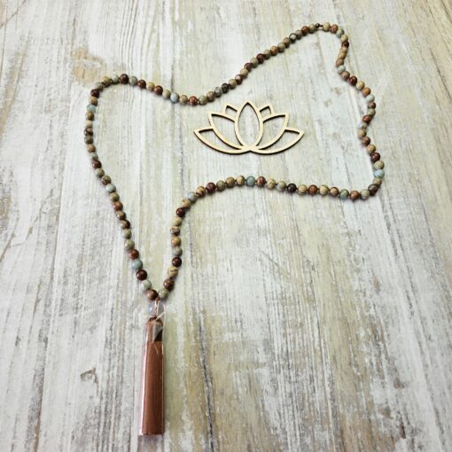 Jaspis („Shoushan Jaspis") -Mala mit Seidenquaste – Bild 5