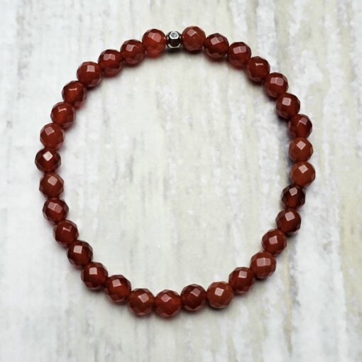 Rote Onyx/Achat-Mala mit Edelstahlanhänger und zwei Armbändern – Bild 5