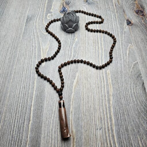 Obsidian („Mahagoni-Obsidian“) -Mala, matt, mit Seidenquaste – Bild 5