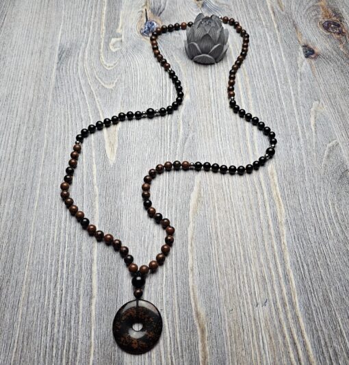 Obsidian („Mahagoni-Obsidian“) -Obsidian-Mala mit „Mahagoni-Obsidian“-Donut – Bild 5