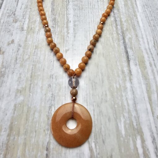 Calcit (orangefarben) -Kupfer-Mala mit orangefarbenem Aventurinquarz-Donut – Bild 6