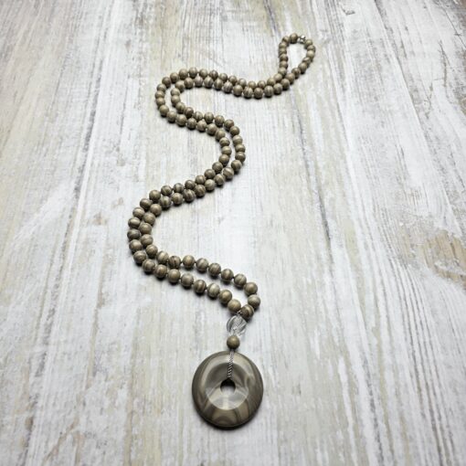 Flint (Feuerstein) -Mala (1) mit Flint-Donut und Armband – Bild 6
