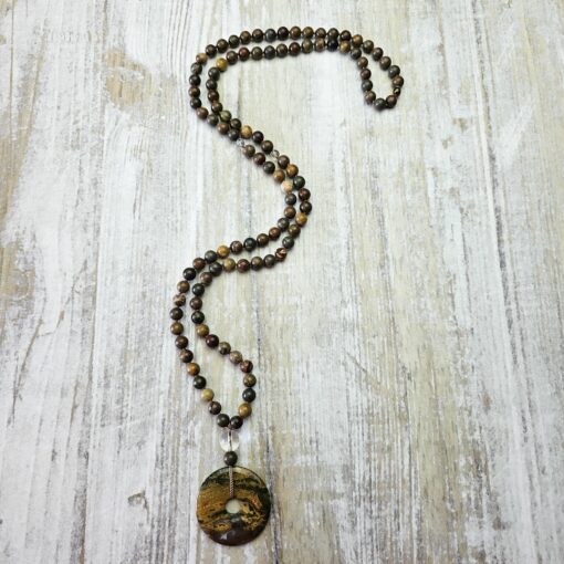 Jaspis ( „Regenbogen-Jaspis“) -Mala mit buntem Jaspis-Donut und Armband – Bild 6