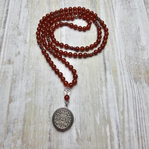 Rote Onyx/Achat-Mala mit Edelstahlanhänger und zwei Armbändern – Bild 6