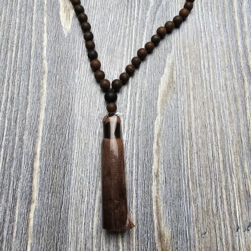 Obsidian („Mahagoni-Obsidian“) -Mala, matt, mit Seidenquaste – Bild 6