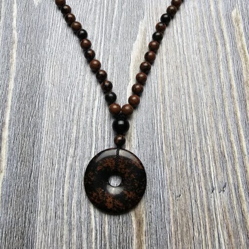 Obsidian („Mahagoni-Obsidian“) -Obsidian-Mala mit „Mahagoni-Obsidian“-Donut – Bild 6