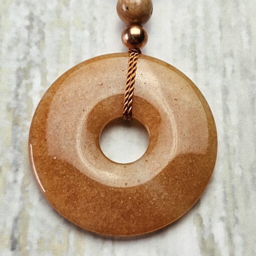 Calcit (orangefarben) -Kupfer-Mala mit orangefarbenem Aventurinquarz-Donut – Bild 7