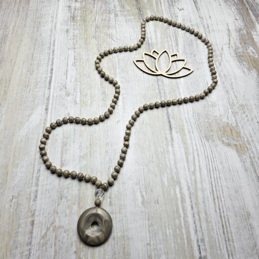 Flint (Feuerstein) -Mala (1) mit Flint-Donut und Armband – Bild 7