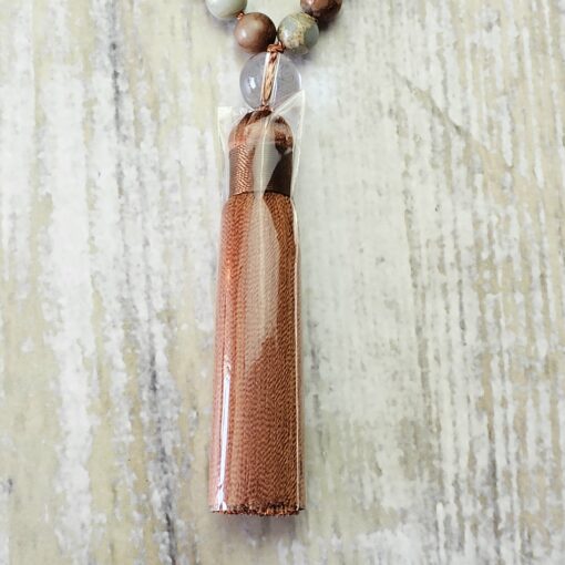 Jaspis („Shoushan Jaspis") -Mala mit Seidenquaste – Bild 7