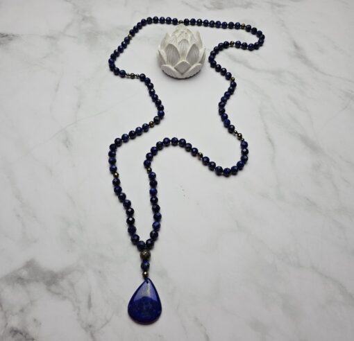 Lapislazuli-Pyrit-Mala, facettiert, mit Lapislazuli-Anhänger und Armband – Bild 7