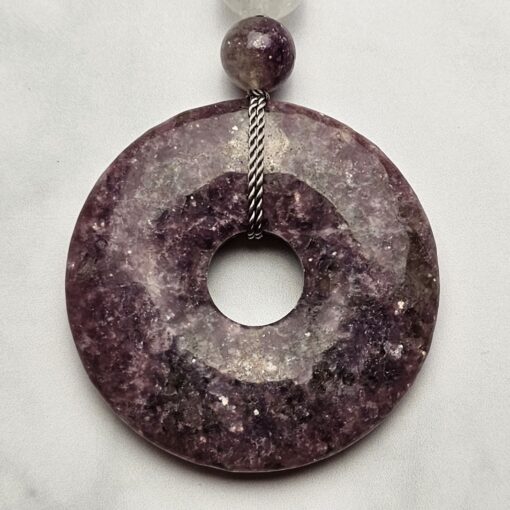 Lepidolith-in-Quarz-Mala mit Lepidolith-Donut – Bild 7