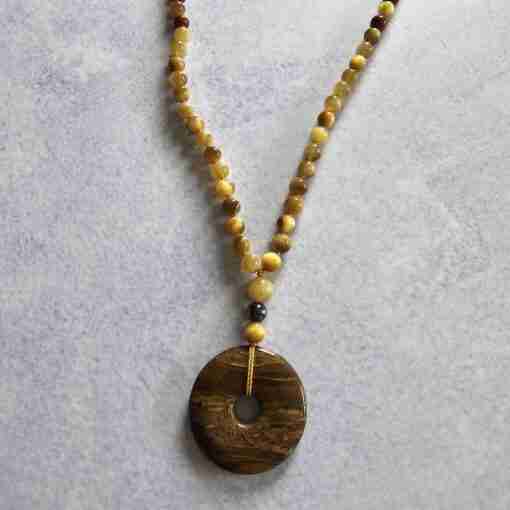 Hämatit-Jaspis (rot) -Tigeraugen-Mala (3) mit Tigereisen-Donut – Bild 6