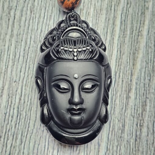 Obsidian („Mahagoni-Obsidian“) -Mala (2) mit Obsidian-Anhänger (Guanyin-Kopf) – Bild 7