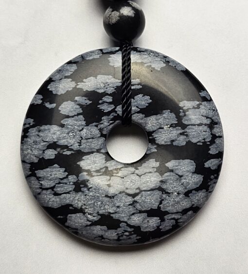 Obsidian („Schneeflocken-Obsidian“) -Mala (2) mit „Schneeflocken-Obsidian“-Donut – Bild 7