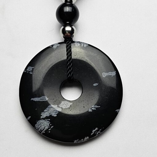 Obsidian („Schneeflocken-Obsidian“) -Obsidian-Mala mit „Schneeflocken-Obsidian“-Donut – Bild 7
