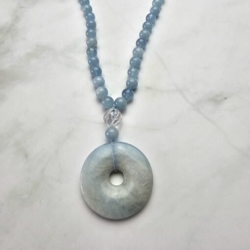 Aquamarin-Labradorit-Mala mit Aquamarin-Donut – Bild 6