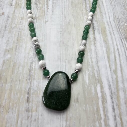 Aventurinquarz (grün) -Magnesit-Mala mit grünem Aventurinquarz-Anhänger und Armband – Bild 8